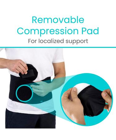 Vive Umbilical Hernia Belt for Men & Women | Post Surgery Abdominal Binder with Compression Pads | Supports Diastasis Recti & Stomach Hernias | Black Medium - Buy Online on GoSupps.com