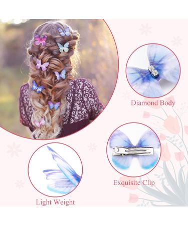 Buy 20 Pieces Butterfly Hair Clips - Glittery 3D Snap Hair Accessories for Girls Women & Children | Diamond Design - Buy Online on GoSupps.com