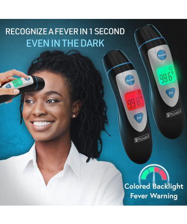 iProven Digital Thermometer with Fever Indicator - Temporal and Ear Measurements Accurate and Fast Reading For Adults and Kids - DMT-489 Black - Buy Online on GoSupps.com