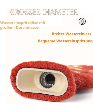 Norhogo 1L Red Deer Heat Bottle - Soft Premium Plush Hot Water Bottle for Neck Shoulders Back & Waist | Removable & Washable | Ideal for Kids & Adults - International Shipping - Buy Online on GoSupps.com