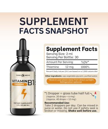 Vitamin B1 Thiamine Mononitrate Liquid Drops - Energy Boost & Metabolism Support - 2 Fl Oz - Buy Online on GoSupps.com