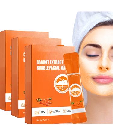 2023 New Magical Carrot Bubble Mask Carrot Bubble Mask Compound Acid Carrot Foam Facial Mask Carrot Pore Purifying Bubble Mask Carrot Extract Bubble Mask (3PCS)