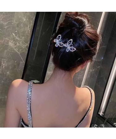 Iaceble Rhinestone Butterfly Hairclip - Gold Crystal Hair Barrette for Weddings & Bridal - Women's Decorative Accessories - Buy Online on GoSupps.com