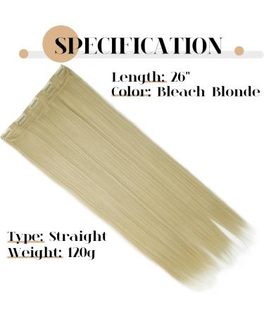 S-noilite Fashion 26 Half Full Head Clip in Hair Extensions - Long Straight Bleach Blonde 26 Inch - Buy Online on GoSupps.com