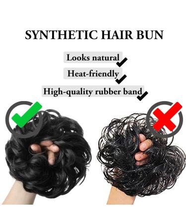 SARLA 2PCS Dark Grey Scrunchies - Wavy Curly Synthetic Hair Bun Extensions for Women & Girls - Buy Online on GoSupps.com