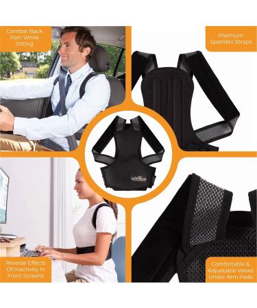 LyfeFocus S1 Premium Breathable Back Posture Corrector - Upper Back Support Brace for Men & Women - Effective Pain Relief - Black Small - Buy Online on GoSupps.com