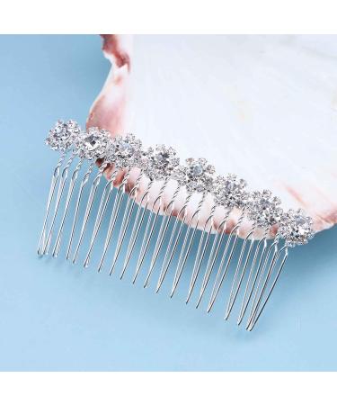 Yheakne Crystal Bridal Hair Comb Silver Rhinestone Hair Piece Wedding Headpieces Bride Side Comb Wedding Hair Accessories for Bride and and Bridesmaids (Silver) - Buy Online on GoSupps.com