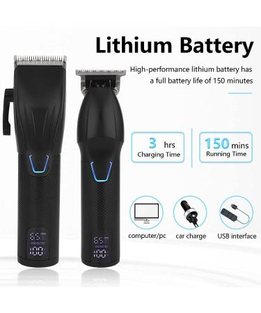 AMULISS Professional Hair Clippers and Zero Gapped Trimmer Kit - Cordless Barber Clipper Set for Men | Rechargeable LCD Display - Black - Buy Online on GoSupps.com
