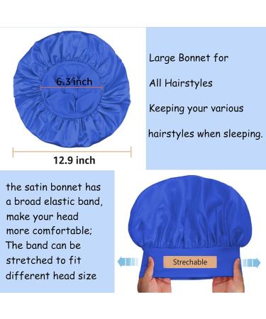 Satin Bonnet 3-Pack for Sleeping - Large Silk Bonnets for Black Women - Wide Soft Band Sleep Cap for Curly Hair - Set of 3 - Buy Online on GoSupps.com