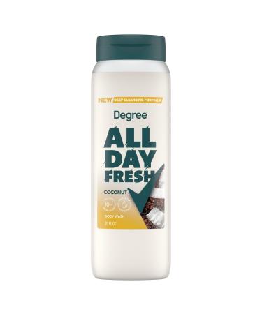 Degree All Day Fresh Body Wash Fresh Coconut Deep Cleansing 20 oz