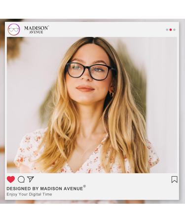 Madison Avenue Blue Light Filter Glasses for Women | TR90 Computer Glasses with Metal Hinges | Stylish Black Non-Prescription Eyewear - Buy Online on GoSupps.com