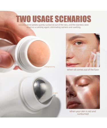 JPNK Oil Absorbing Volcanic Roller 2PCS - Portable Reusable Face Roller for Oil Control - Natural Stone Facial Tool for Skin Massage at Home or Travel - Buy Online on GoSupps.com
