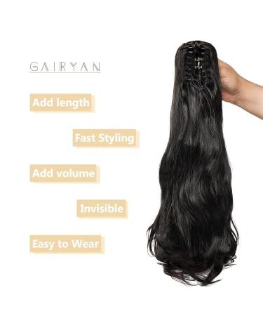 50cm Black Curly Ponytail Extensions - Gairyan Synthetic Hair Claw Clip-In Braid for Women - Buy Online on GoSupps.com