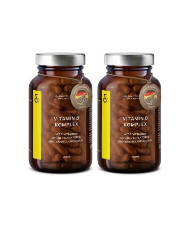 2 Set - Vitamin B complex high -dose vegan - all eight B vitamins & co -factors - 240 capsules (8 months) - Vit B1 B2 B3 B6 B6 B12 Methylcobalamin Biotin & folic acid Myo -Inositol & Cholin