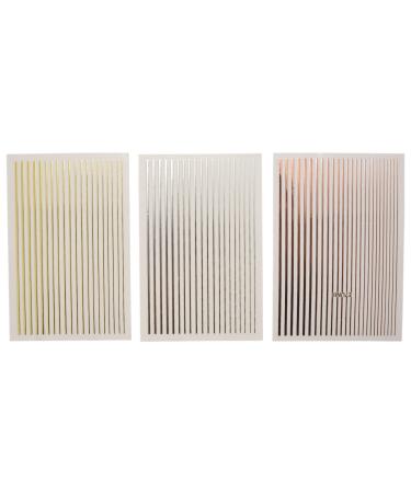 Gold 3D Nail Sticker Stripe Lines Adhesive Striping Tape Nail Art Gold Silver 3Pc Nail