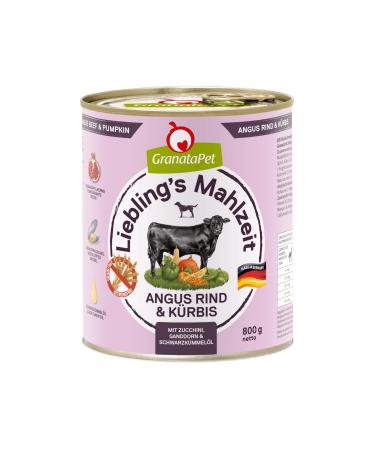 Granatapet Liebling's meal Angus beef & pumpkin wet food for dogs dog food without grain & without sugar additives single feed 6 x 800 g Angus beef & pumpkin 800 g (6 Pack)