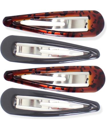 Topkids Accessories 4pc 9cm / 3.5" Large Hair Snap Clips Big Snap Clips Women Girls Kids Sectioning Slide Grip Fringe Styling Fine Hair Thick Hair Bendies Sleepies Epoxy (2x Black + 2x Tort Brown) - Buy Online on GoSupps.com