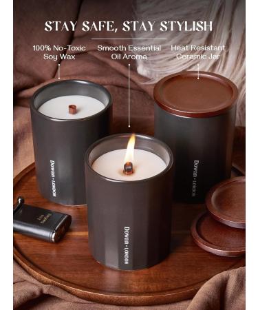 DOWAN 8oz Black Ceramic Jar Scented Candle - Rich Lavender Woods Wood Wick 45+ Hours - Non-Toxic Decor for Men's Cave & Bedroom - Buy Online on GoSupps.com