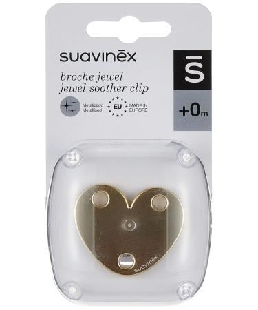 Suavinex Heart-Shaped Pacifier Holder Clip - Metallic Jewelry Effect for Newborns - 0+ Months - Gold Color - Buy Online on GoSupps.com
