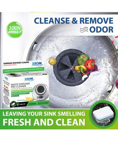 XROM Natural Garbage Disposal Cleaner and Deodorizer - 6 Ct, Lemon Scent, Mineral-Based with Powerful Oxygen Action - Removes Buildup and Cleans - Buy Online on GoSupps.com