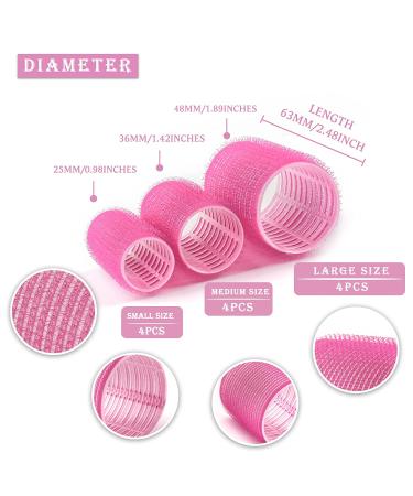 12Pcs Small Hair Rollers for Short Hair - Self Grip Curlers for Fine Thin Hair - No Heat 3 Sizes - Rose Red (12 Piece Set) - Buy Online on GoSupps.com