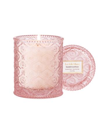 La Jolie Muse Scented Candle Gifts for Women Pink Candles Wedding Candles Sandalwood Rose Candle 8 oz 55 Hour Burn Time Luxury Candles Candles for Home Scented Natural Soy Wax Candles Sandalwood Rose 8oz