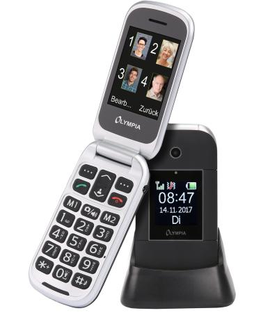 Olympia Janus flip phone senior mobile phone with large buttons cell phone 2.4-inch color display black without contract