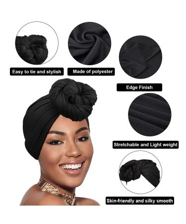 SATINIOR 6-Piece Head Wrap Scarf Set for Women - Soft Stretch Turban Tie Headbands in Black, White, Gray, Blue, Red, Light Brown - Buy Online on GoSupps.com