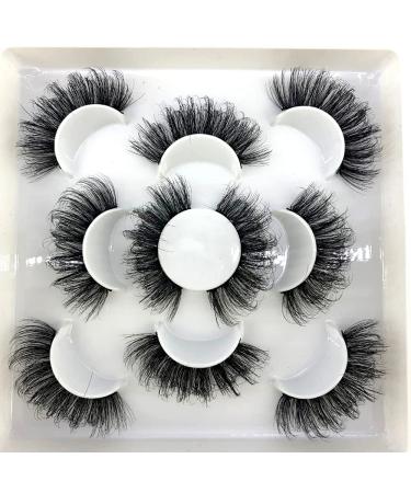 AMSDCN 5 Pairs 25 mm 3d Mink Lashes Bulk Faux with Custom Box Wispy Natural Mink Lashes Pack Short Wholesales Natural False Eyelashes (ML-02)