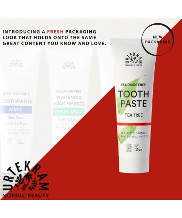 Urtekram Organic Tea Tree Toothpaste - Fluoride-Free 75 ml | Natural Oral Care - Buy Online on GoSupps.com