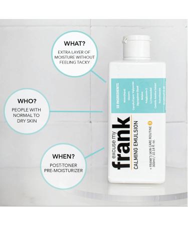 Excuse My Frank Calming Emulsion - Hydrating Face Moisturizer for Dry Sensitive Skin | 300ml Korean Skincare - Buy Online on GoSupps.com