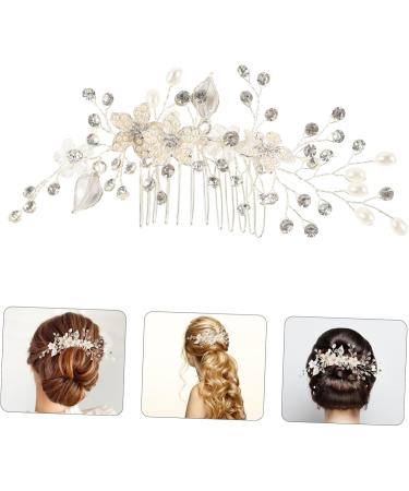 DOITOOL Prom Bridal Hair Clip Bridal Headpiece Pearl Flower Hair Comb Pearl Hair Clip Women Hairpin Rhinestone Barrettes Pearl Hair Barrettes Hair Pin Crystal Alloy Bride White - Buy Online on GoSupps.com