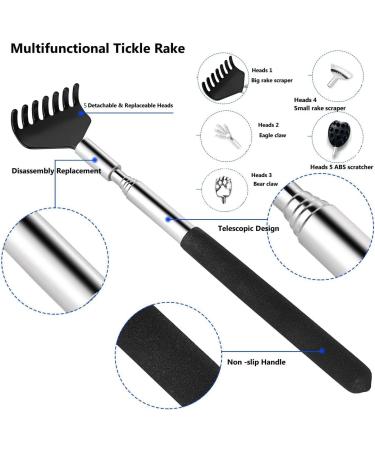 YQBFTC Stainless Steel Telescopic Back Scratchers (5 Heads) - Ultimate Itch Relief for Men & Women | Effortlessly Reach Every Spot - Buy Online on GoSupps.com