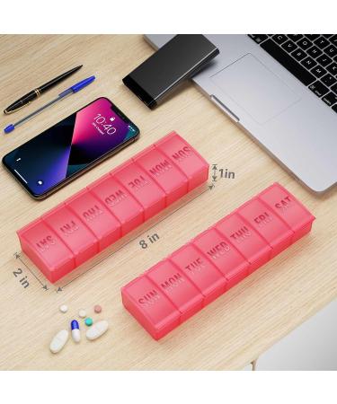 TookMag 2 Pack Extra Large Weekly Pill Organizer Case - 7 Day Capacity for Pills/Vitamins/Supplements (Pink) - Buy Online on GoSupps.com