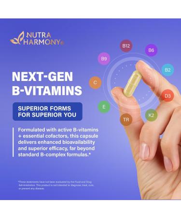 Vitamin B Complex Methylated - B-Complex with Methylfolate & B12 - Bioavailable for Men & Women - 9-in-1 Methylated Multivitamin - Energy Brain & Mood - Vegan - Made in USA - 120 Capsules One/Day - Buy Online on GoSupps.com