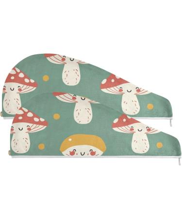 Super Absorbent Mushroom Hair Towel 2 Pack | Quick Dry Hair Turbans for Women & Girls - Perfect Hair Drying Solution - Buy Online on GoSupps.com