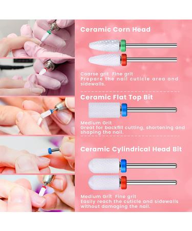 30-Piece Nail Drill Bits Set - Ceramic & Diamond Efile Bits for Professional Nail Manicure Pedicure - Carbide Cuticle Remover Tools for Home Salon Acrylic Gel Nails - Buy Online on GoSupps.com