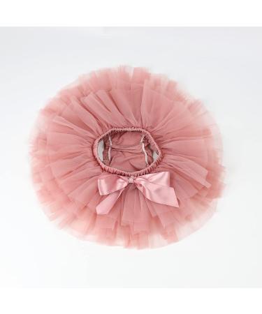 Hoolchean Baby Girls Soft Tutu Skirt & Flower Headband Set + Diaper Cover 6-12 Months - Dusty Pink - Buy Online on GoSupps.com