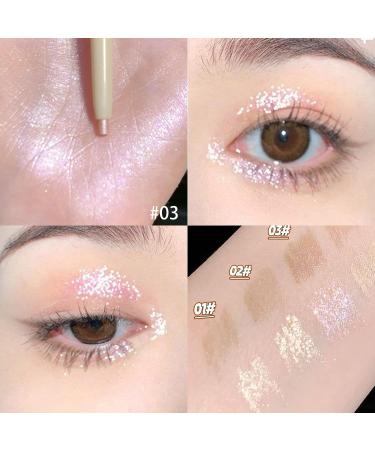 Double Ended Highlighter and Eye Makeup Pen - Glitter & Matte Nude Eyeliner, Eyeshadow, and Liquid Contour Liner - 2 in 1 Multi-Functional Long Lasting Makeup Stick - Silkworm Pencil (01, 03, 04) - Buy Online on GoSupps.com