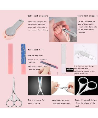 8-Piece Pink Baby Grooming Kit for Newborns - Bath Brush, Hair Brush, Nail Clippers, Nail File, Scissors, Ear Cleaner - Baby Essentials and Shower Gift for Girls - Buy Online on GoSupps.com