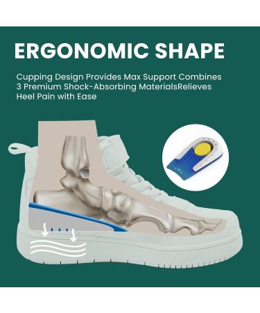 Welnove Shoe Inserts Gel Heel Cushion Cup for Achilles Tendonitis Plantar Fasciitis Heel Pain Heel Spur 0.6" Height Heel Lift Support for Women 4.5-7.5 & Men 4-6(1 Pair) Blue Small - 0.6" Height - Buy Online on GoSupps.com