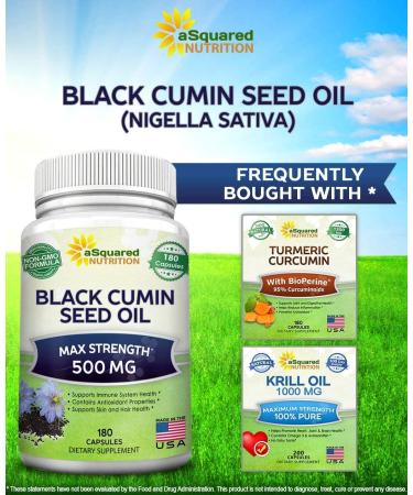 Black Cumin Seed Oil 500mg - 180 Capsules - Cold Pressed Nigella Sativa Supplement for Skin & Hair Health - Virgin & Non-GMO - Buy Online on GoSupps.com