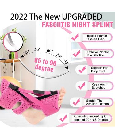 Derjly Plantar Fasciitis Night Splint - Adjustable 3-Strap Relief Soft Memory Foam Pink | Ideal for Pain Relief & Comfort - Buy Online on GoSupps.com