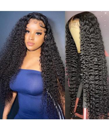 30 Inch Lace Front Wig Human Hair Deep Wave 13x6 Lace Frontal Curly Wigs for Black Women Wet and Wavy Hd Lace Front Wigs Human Hair Pre Plucked with Baby Hair Natural Hairline 150 Density (30''  13x6 Deep Wave Wig) 30 In...