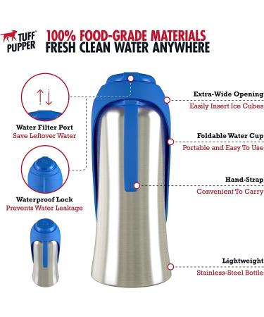 PupFlask Large Dog Water Bottle | 27 OZ Stainless Steel | Nebulas Blue | Leak Proof & Portable Dog Water Dispenser - Buy Online on GoSupps.com