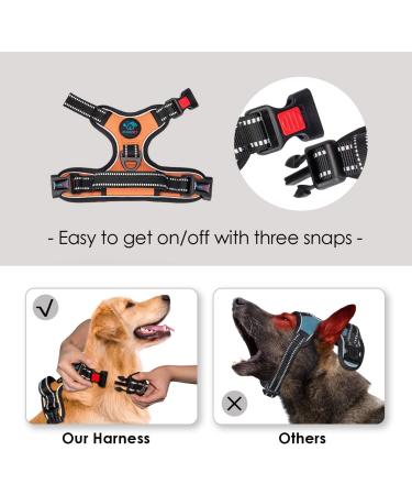 Phoepet Reflective Adjustable Dog Harness - Anti-Educational Training Handle ID Card & XS Size in Orange | 2 Metal Hooks 3 Snap Buckles Easy Fit - Buy Online on GoSupps.com