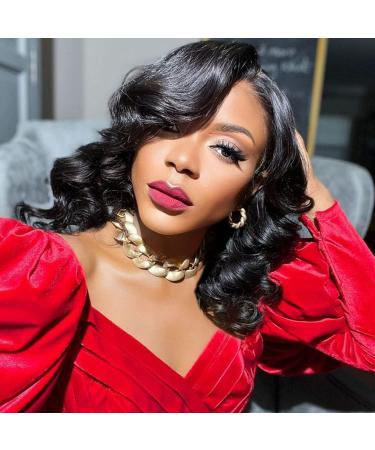 Fancy Hair Short Body Wavy Wig Curly Loose Wave Wigs Big Curly Lady Side Part Shoulder Length Wigs Synthetic Bob Wavy Wig for Black Women (Natural Black) Black 14 Inch - Buy Online on GoSupps.com