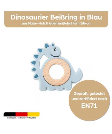 Dinosaurs Bite Ring for Baby | Wooden & Silicone Blue | BPA-Free Teething Toy | Perfect Gift for Newborns | Sustainable & Eco-Friendly - Buy Online on GoSupps.com