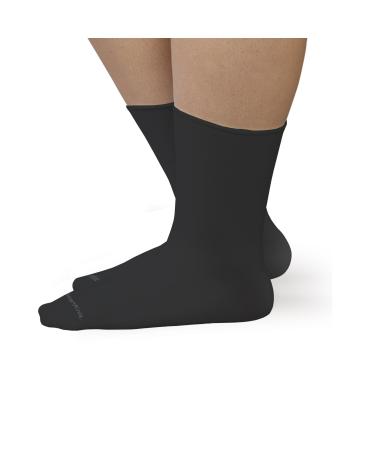 SmartKnit Seamless Wide Crew Socks for Diabetes Arthritis or Sensitive Feet 1 Pair (2 Count) Medium Black