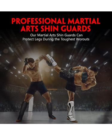 FIVING MMA Martial Arts Shin Guards  Padded  Adjustable Muay Thai Leg Guards with Instep Protection for Kickboxing/MMA Training and Sparring  Durable  Professional MMA Equipment Black Medium - Buy Online on GoSupps.com